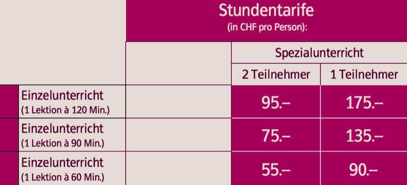Thaiworld Stundentarife Kleingruppe und Einzelunterricht