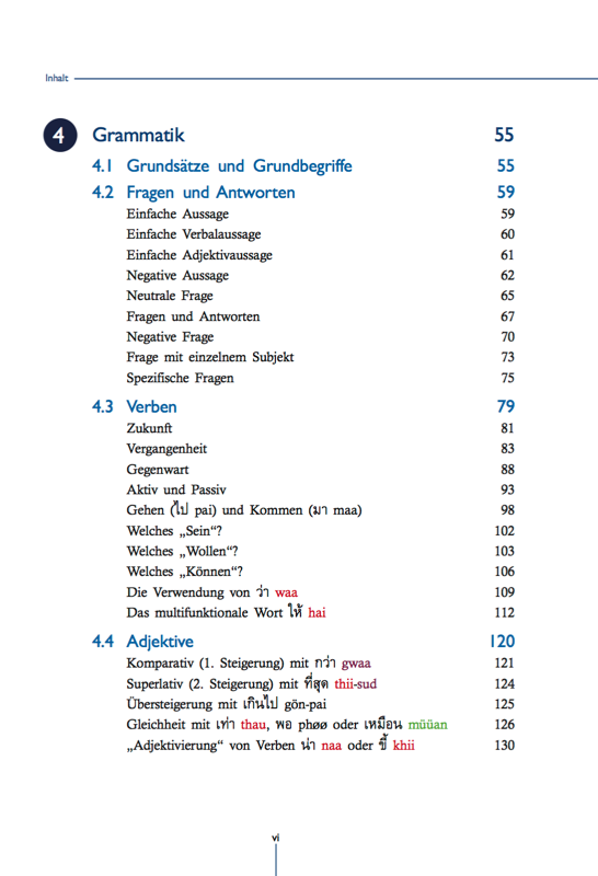 Thai Verben und Adjektive in der Thai Grammatik – Thai Basisbuch