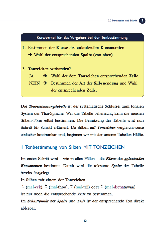 Kurzformel für Thai Tonbestimmung in der Thai Schrift – Thai Basisbuch